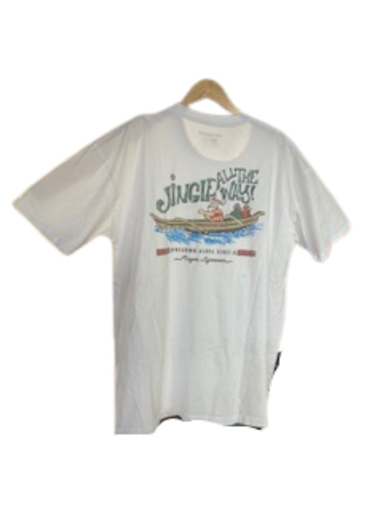 Reyn Spooner White Christmas Aloha Santa T-Shirt Size XL Jingle All The Way